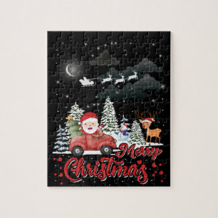 Frohe Weihnachten Vintag Red Santa Truck Geschenke Puzzle