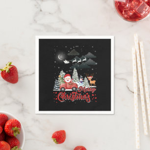 Frohe Weihnachten Vintag Red Santa Truck Geschenke Serviette