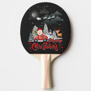 Frohe Weihnachten Vintag Red Santa Truck Geschenke Tischtennis Schläger