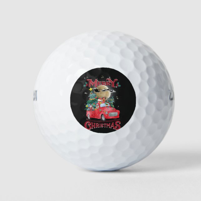 Frohe Weihnachten Vintag Red Santa Truck Golfball (Vorderseite)