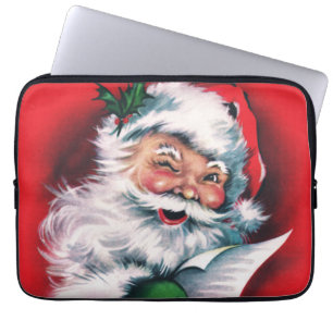 Frohe Weihnachten, Vintag, Retro, Weihnachtsmann, Laptopschutzhülle