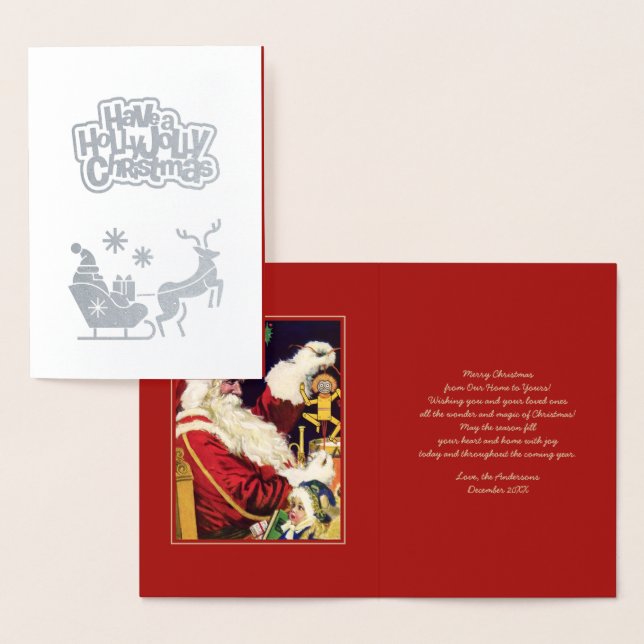 Frohe Weihnachten. Vintag Santa Claus Luxury Folienkarte (Anzeige)