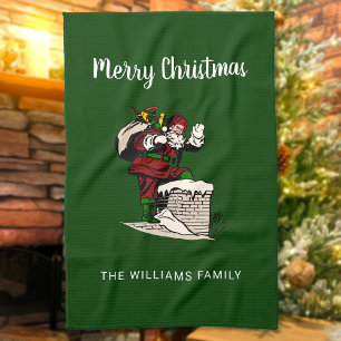 Frohe Weihnachten Vintag Santa Personalisiert Geschirrtuch