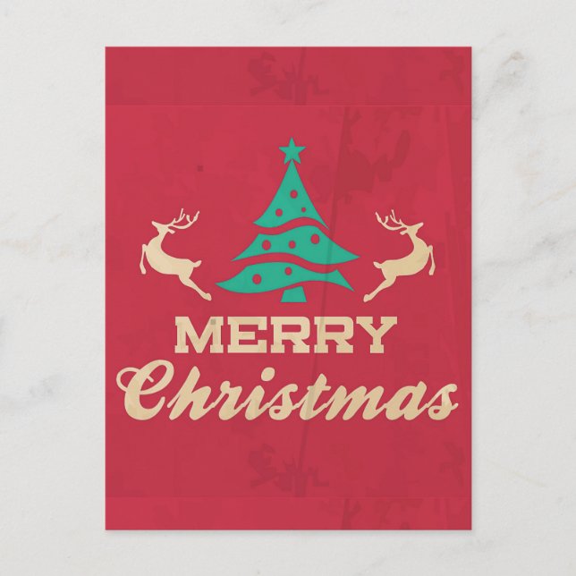 Frohe Weihnachten Vintag Tree Postcard (Vorderseite)