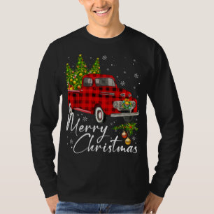 Frohe Weihnachten Vintag Wagon Red Truck Pajama Fa T-Shirt