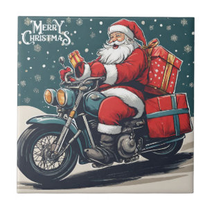Frohe Weihnachten Vintag Weihnachten auf Motorrad Fliese