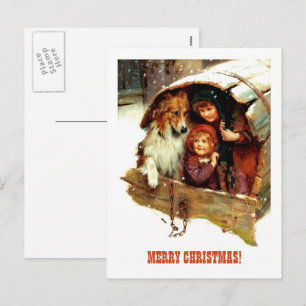 Frohe Weihnachten.Vintage Art Feiertagspostkarte