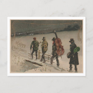 Frohe Weihnachten Vintage-Band mit Instrumenten Postkarte