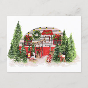 Frohe Weihnachten Vintage Camper im Wald 