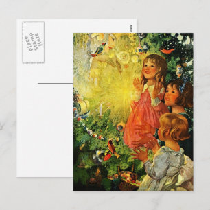 Frohe Weihnachten. Vintage Christmas Scene Feiertagspostkarte