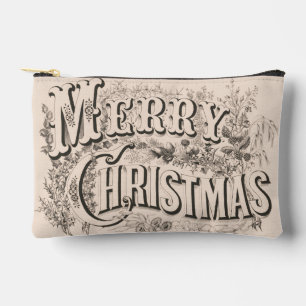 Frohe Weihnachten, Vintage Currier & Ives Druck Zubehörtasche
