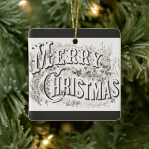 Frohe Weihnachten, Vintage Currier & Ives (Nachdr. Keramikornament