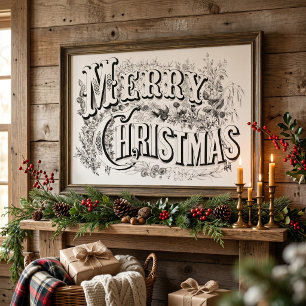 Frohe Weihnachten, Vintage Currier & Ives (Nachdru Poster