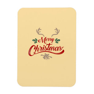 Frohe Weihnachten Vintage-Design Rot & Grün Magnet