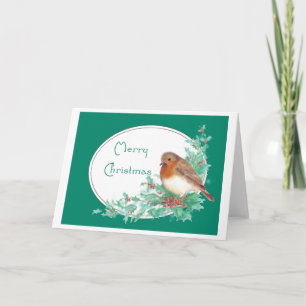 Frohe Weihnachten Vintage English Robin Aquarell