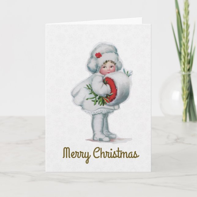 Frohe Weihnachten Vintage Girl Mistletoe Muff (Vorderseite)