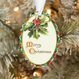 Frohe Weihnachten Vintage Kalligrafie Holly Acryli Ornament