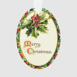 Frohe Weihnachten Vintage Kalligrafie Holly Acryli Ornament