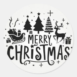 Frohe Weihnachten Vintage Klippe Runder Aufkleber