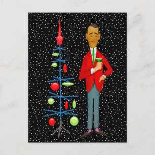 FROHE WEIHNACHTEN Vintage MCM Weihnachtsbaum Postkarte
