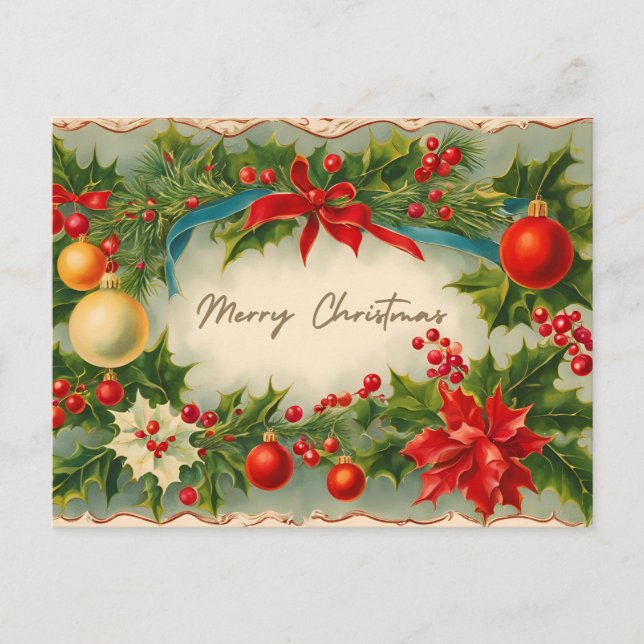 Frohe Weihnachten Vintage Ornamente, Holly Berry (Vorderseite)