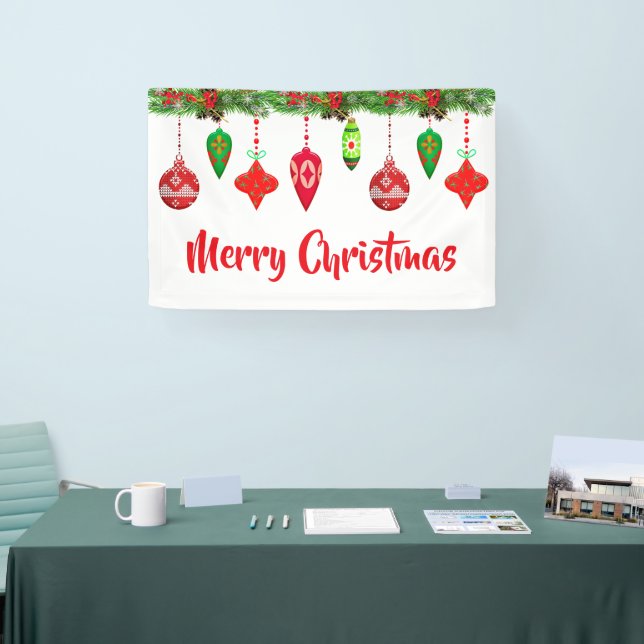 Frohe Weihnachten Vintage Ornaments Party Banner (Messe)