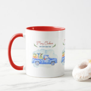 Frohe Weihnachten Vintage Pick-up-Truck Tasse