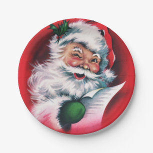 Frohe Weihnachten,vintage,retro,Weihnachtsmann,glü Pappteller