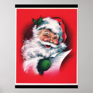 Frohe Weihnachten,vintage,retro,Weihnachtsmann,glü Poster