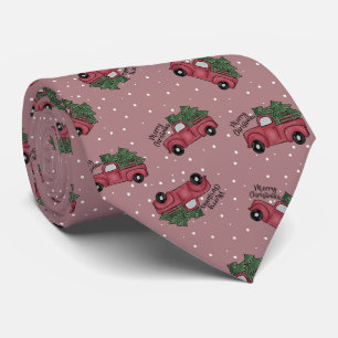 Frohe Weihnachten Vintage-Roter LKW Krawatte
