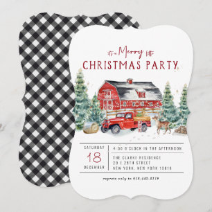 Frohe Weihnachten Vintage roter LKW Urlaubsparty Einladung