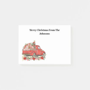 Frohe Weihnachten Vintage roter LKW Wasserfarbe Post-it Klebezettel