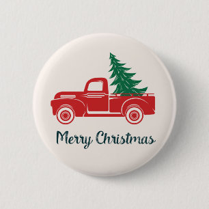 Frohe Weihnachten Vintage roter Pick-up Button