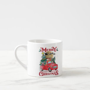 Frohe Weihnachten Vintage roter Santa-LKW Espressotasse