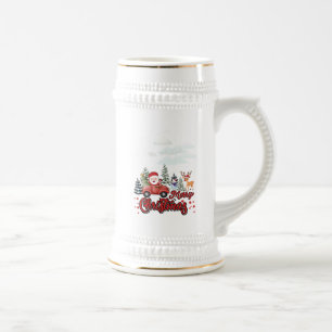 Frohe Weihnachten Vintage roter Santa-LKW-Geschenk Bierglas