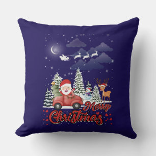 Frohe Weihnachten Vintage roter Santa-LKW-Geschenk Kissen