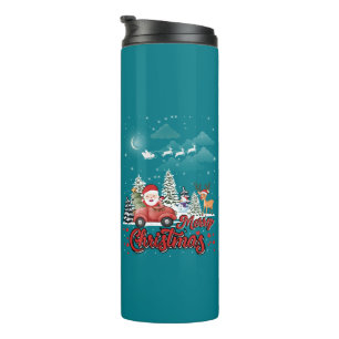 Frohe Weihnachten Vintage roter Santa-LKW-Geschenk Thermosbecher