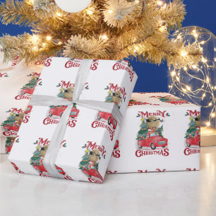 Frohe Weihnachten Vintage roter Santa-LKW Geschenkpapier