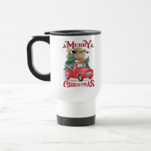 Frohe Weihnachten Vintage roter Santa-LKW Reisebecher