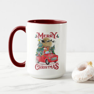 Frohe Weihnachten Vintage roter Santa-LKW Tasse