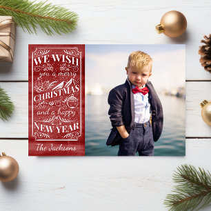 Frohe Weihnachten Vintage Rotes Wasserfarbfoto