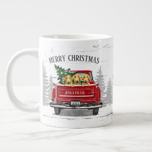 Frohe Weihnachten Vintage-Rotlastwagen-Name Rustik Jumbo-Tasse