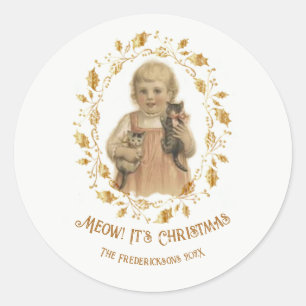 Frohe Weihnachten Vintage Runder Aufkleber