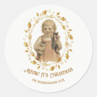 Frohe Weihnachten Vintage Runder Aufkleber