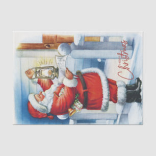 Frohe Weihnachten Vintage Santa an Ihrer Türschwel Seidenpapier