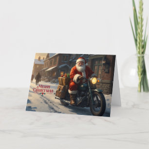 Frohe Weihnachten Vintage Santa auf Motorrad