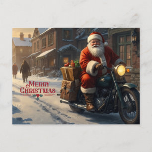 Frohe Weihnachten Vintage Santa auf Motorrad