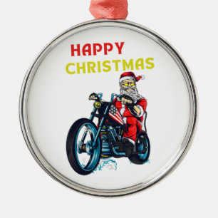 Frohe Weihnachten Vintage Santa Biker Ornament Aus Metall