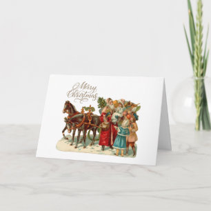 Frohe Weihnachten Vintage Santa mit Kindern  Karte