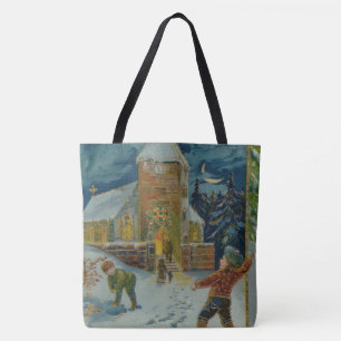 Frohe Weihnachten - Vintage Schneeballkampf Grußka